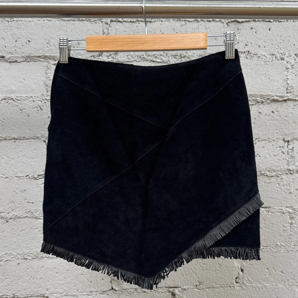 Maje Envela Black Suede Fringe Skirt Size 4 (estimated) - Picture 4 of 16